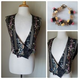 Italian Dressing Co Vintage Black Vest + Bracelet